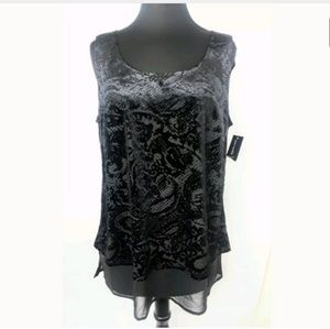 NWT INC Sz 0X Plus Sleeveless Top Stretch Sheer Un